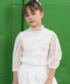 WHITE SHEER FLOWER TOP