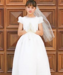OFF-WHITE PLEATED DETAIL COMMUNION DRESS