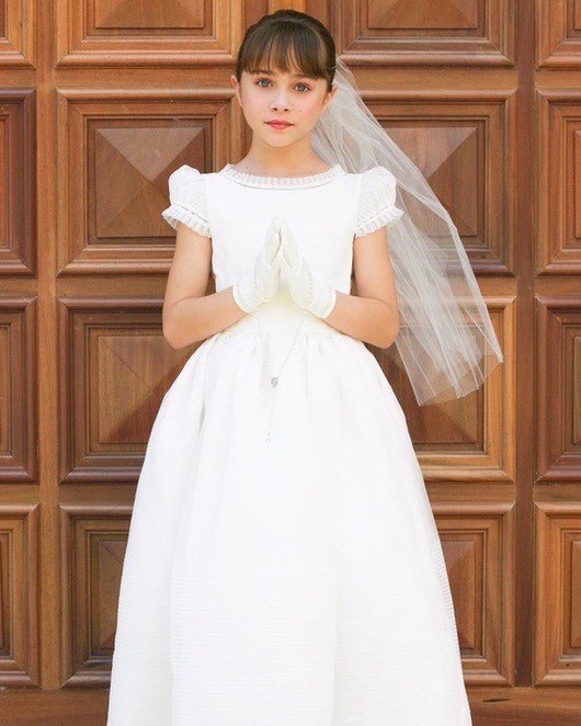 OFF-WHITE PLEATED DETAIL COMMUNION DRESS