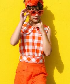 ORANGE GINGHAM BLOUSE