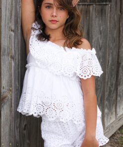 WHITE EYELET OFF-SHOULDER TOP