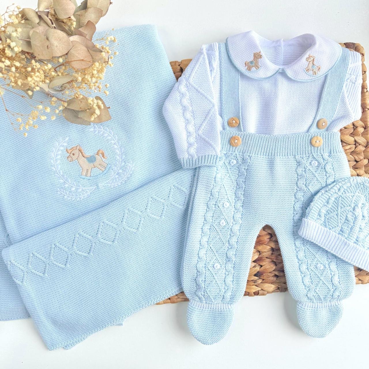 set Little Horse Three Piece Knitted and blanket